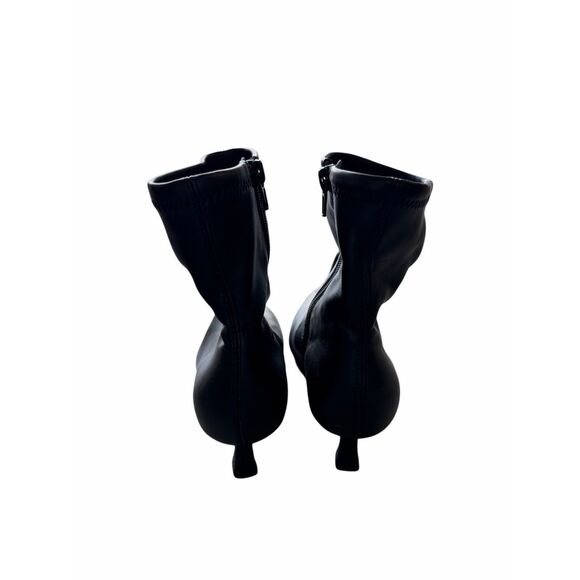 Open Edit Sock Booties Size 8 Black Pointed Toe Kitten Heel Side Zip NEW - Picture 4 of 7